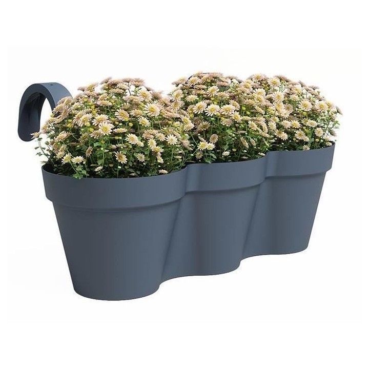 Pot ARTEVASI - CAPRI TRIPLE - Balcon - Bleu Ardoise - L54 x P30,5 x H2