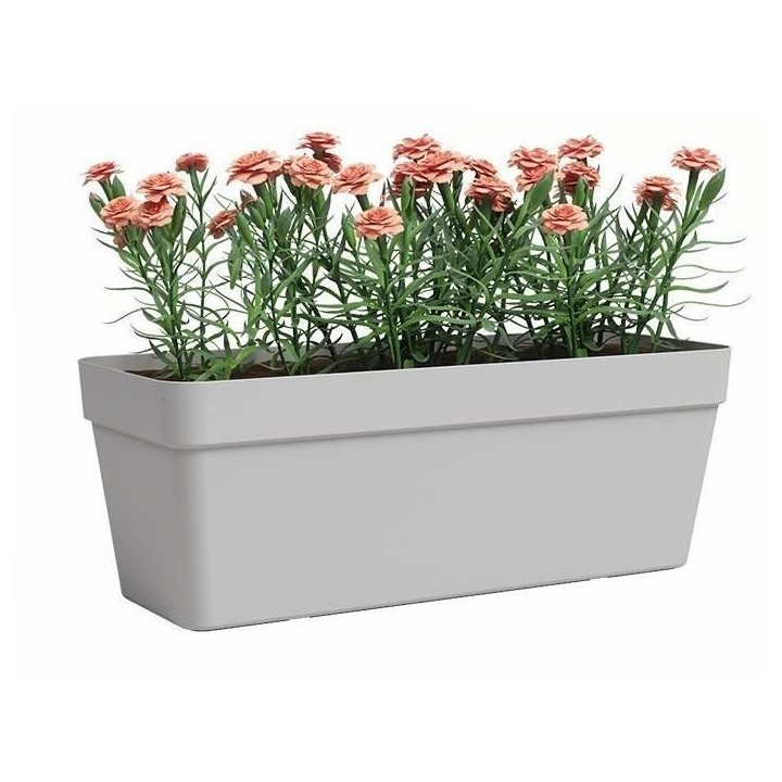 Jardiniere - Plastique - Gris clair - Rectangulaire - L49,9 x P20 x H1