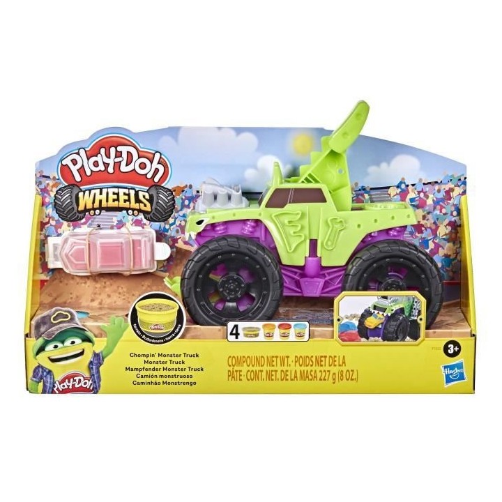 PLAY-DOH - Wheels - Jouet Monster Truck avec voiture et 4 couleurs