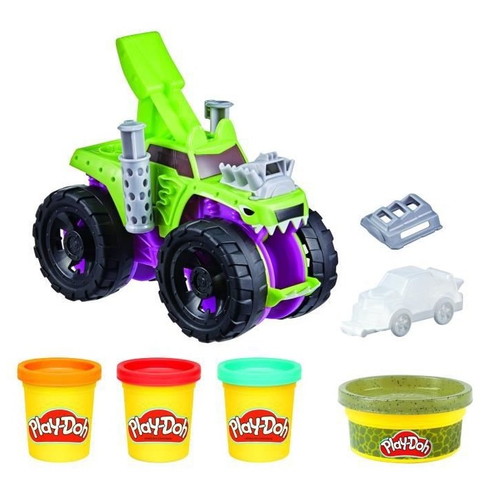 PLAY-DOH - Wheels - Jouet Monster Truck avec voiture et 4 couleurs