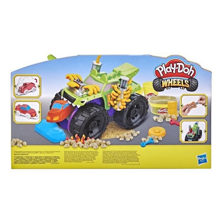 PLAY-DOH - Wheels - Jouet Monster Truck avec voiture et 4 couleurs