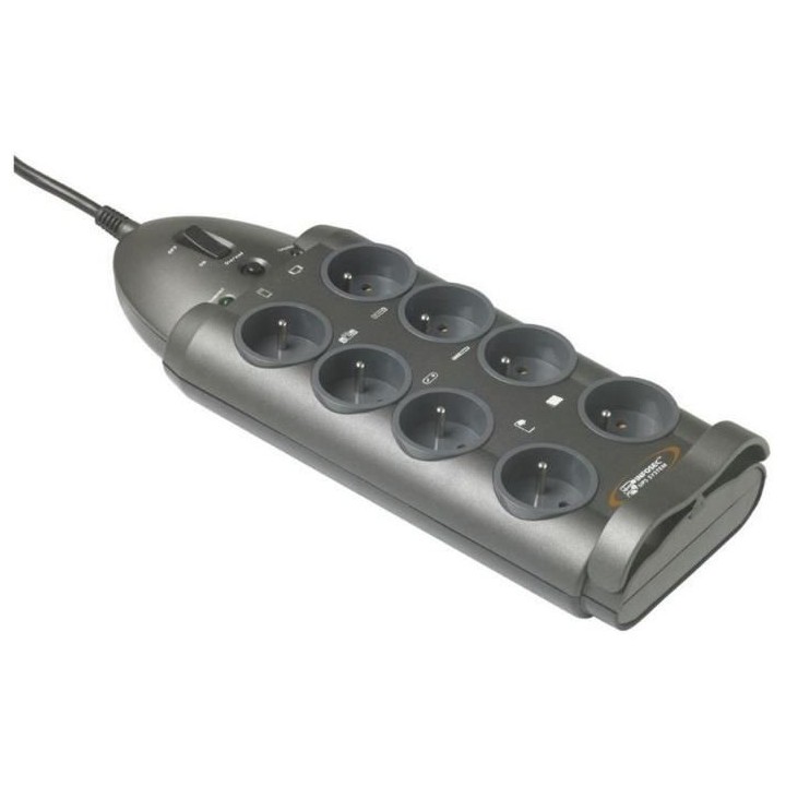 INFOSEC - S8 - Parasurtenseur 8 Prises FR - Garantie 2 ans