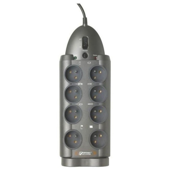 INFOSEC - S8 LAN TV - Parasurtenseur 8 Prises FR + 2 RJ45 + 2 Coax - G