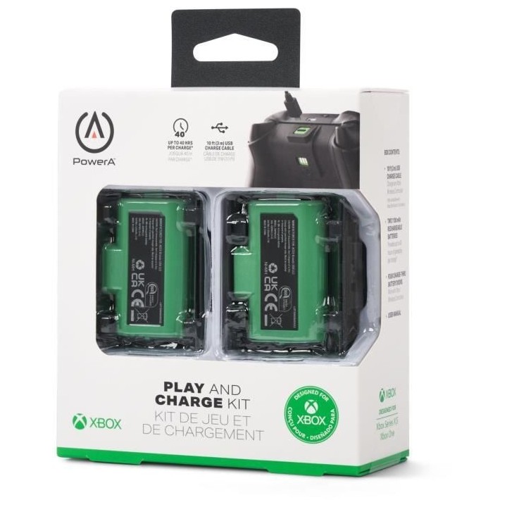 Kit Play & Charge - POWER A - XBPW0119-01 - Pour manettes sans fil Xbo