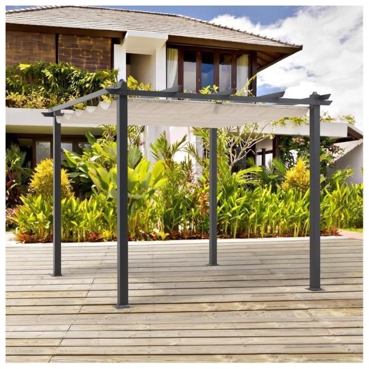 Pergola en aluminium CORDOBA - Beige - 3 x 3 m