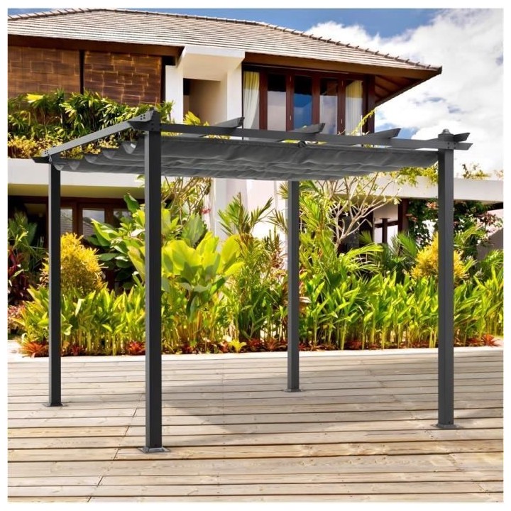Pergola en aluminium CORDOBA - Gris - 3 x 3 m