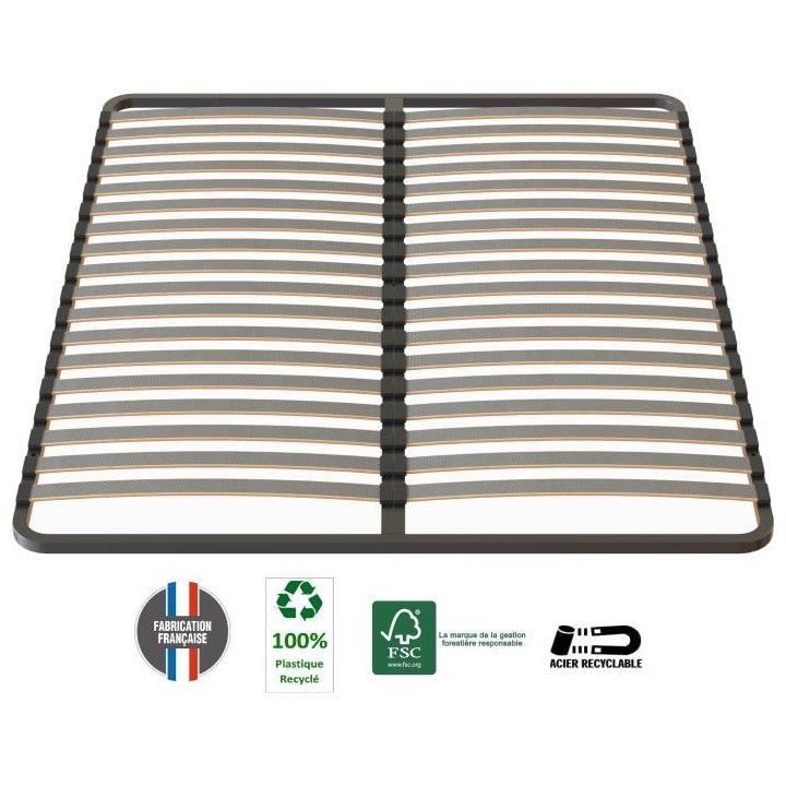 SEDAC Sommier 160x200 - 18 Lattes 53mm - Anthracite