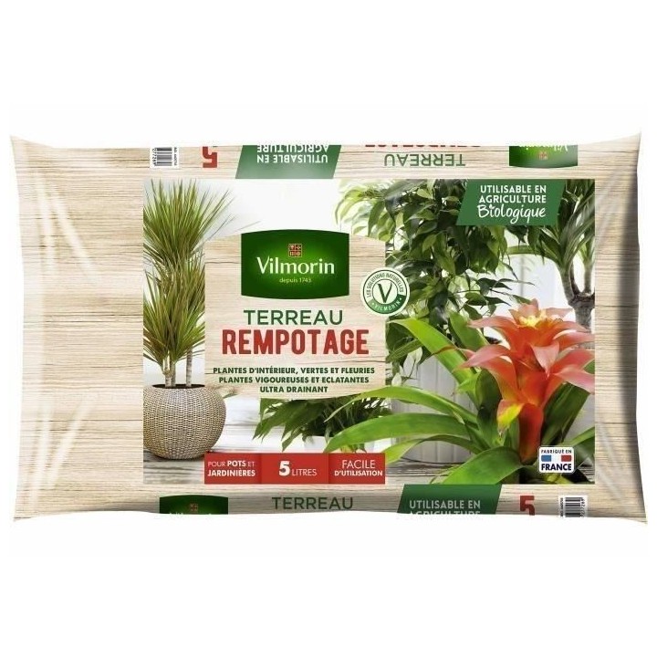 VILMORIN Terreau rempotage plante d'intérieur 5 L