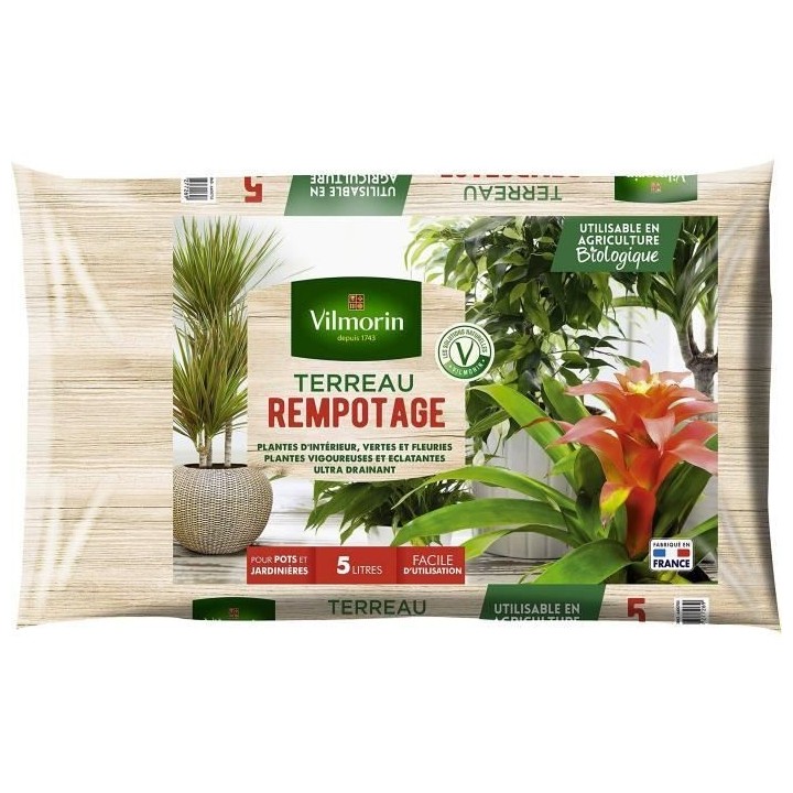VILMORIN Terreau rempotage plante d'intérieur 5 L