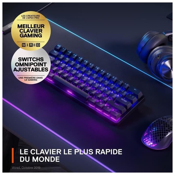 Clavier Gaming - AZERTY - STEELSERIES - Apex Pro Mini Wireless FR - Sa