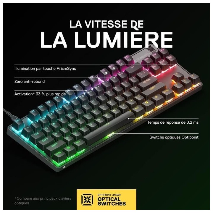 Clavier Gaming - AZERTY - STEELSERIES - Apex 9 TKL FR - Sans Pavé Num