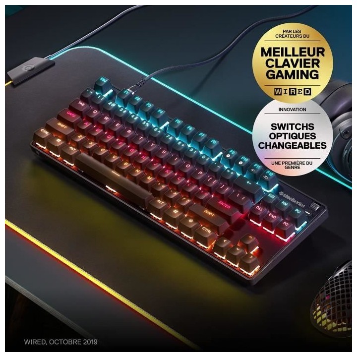 Clavier Gaming - AZERTY - STEELSERIES - Apex 9 TKL FR - Sans Pavé Num