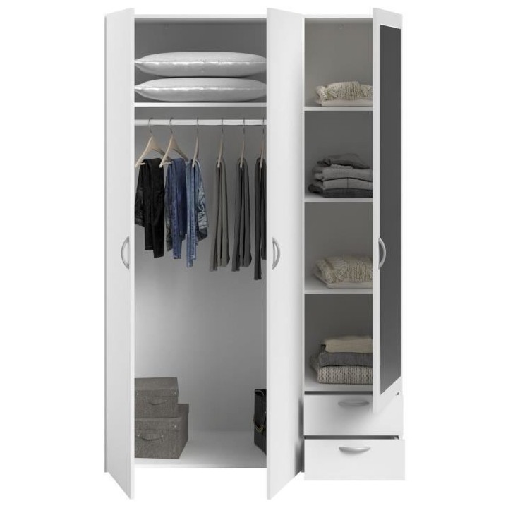 Chambre complete ZODIAC : Lit 140x190 avec tiroir + Armoire 3 portes e