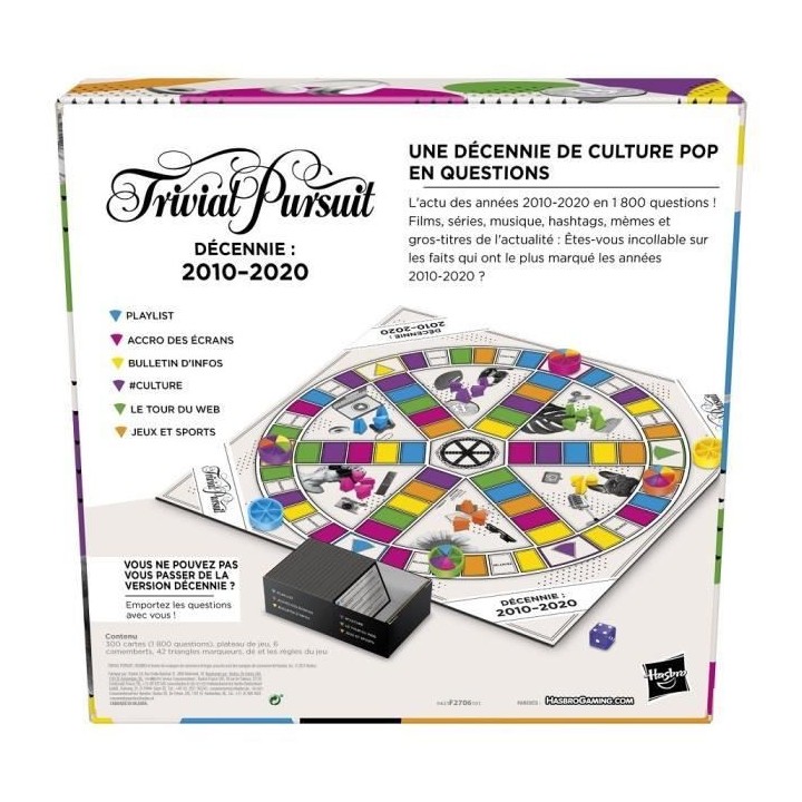 TRIVIAL PURSUIT - Décennie : 2010 -2020 - Jeu de plateau pour adulte