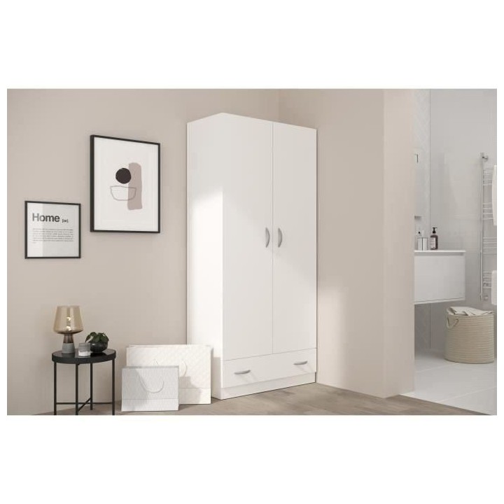 PARISOT Armoire 2 portes battantes + 1 tiroir - Panneaux de particules