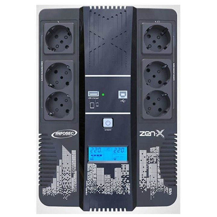 INFOSEC Zen-X 800 FR/SCHUKO Onduleur Line Interactive 800 VA 6 Prises