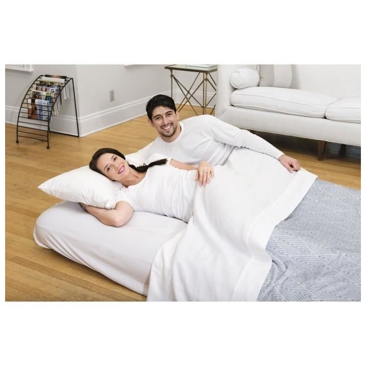 BESTWAY Matelas gonflable floqué Horizon Double + Pompe électrique S