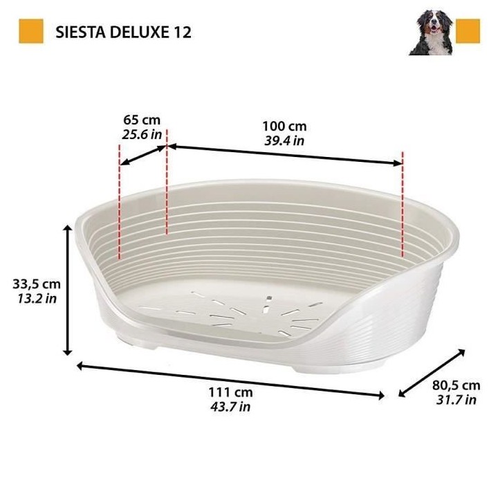 FERPLAST Panier pour chien plastique SIESTA Deluxe Taille 12 - 111x80,