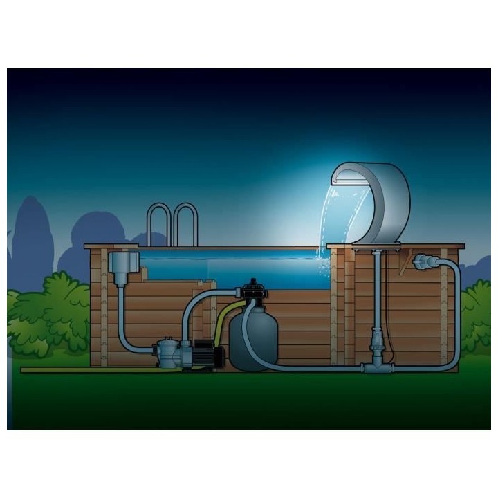 Cascade inox UBBINK Mamba Led pour piscine - 20 LED bleu intégré - G