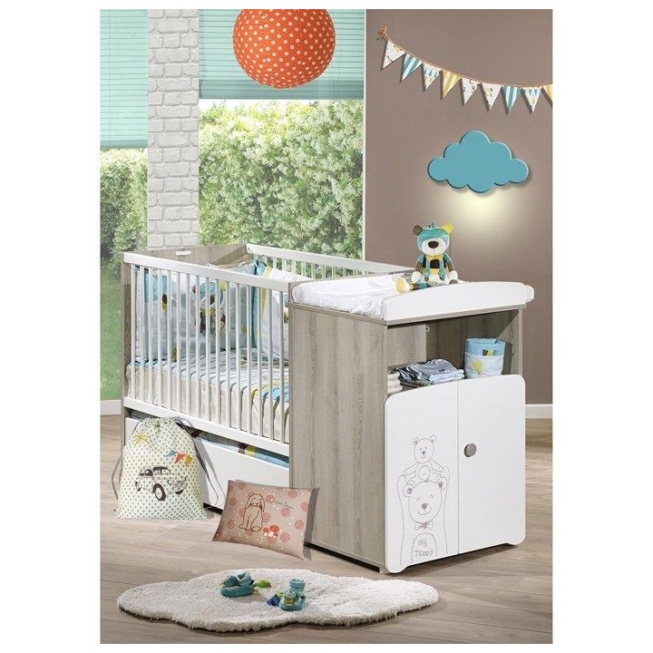 Lit combiné - 120x60cm - Evolutif en 90x190cm - Babyprice Teddy - En