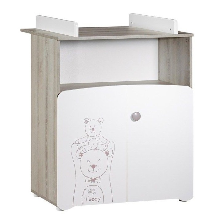 Commode a langer - Babyprice - Teddy - En bois blanc - Sérigraphie ou