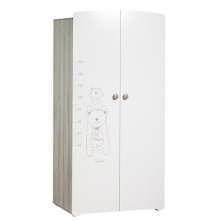 Armoire bébé Teddy - Bois - Blanche - 2 portes - 175x85x56cm - Babyp