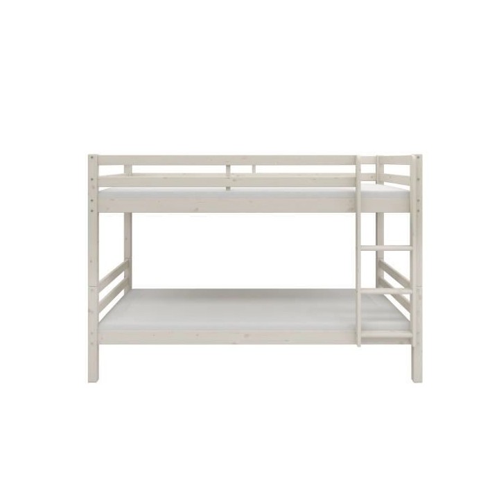 Lits superposés séparables enfant - 2x90x190 cm - Pin massif blanchi