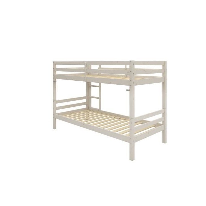 Lits superposés séparables enfant - 2x90x190 cm - Pin massif blanchi