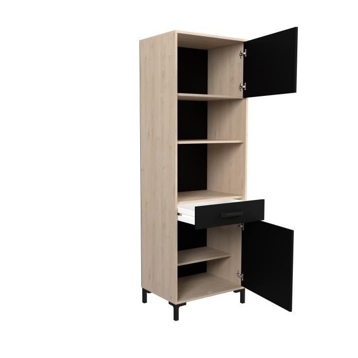 FACTORY Buffet de cuisine 60 cm - 2 portes - L 60 x P 43 x H 185 cm -