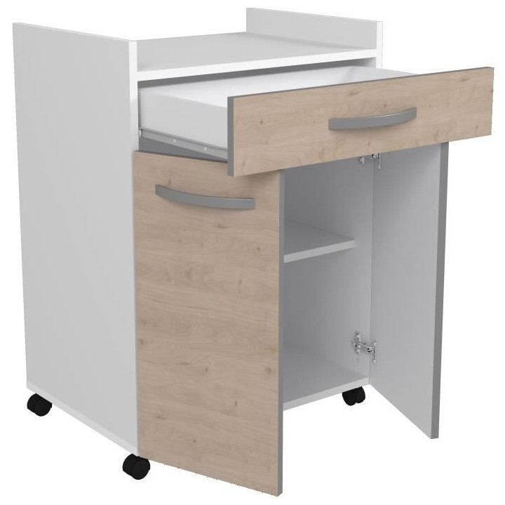 OSLO Desserte de 60 cm - 1 Tiroir et 1 Porte - L 60 x P 44 x H 81 cm -