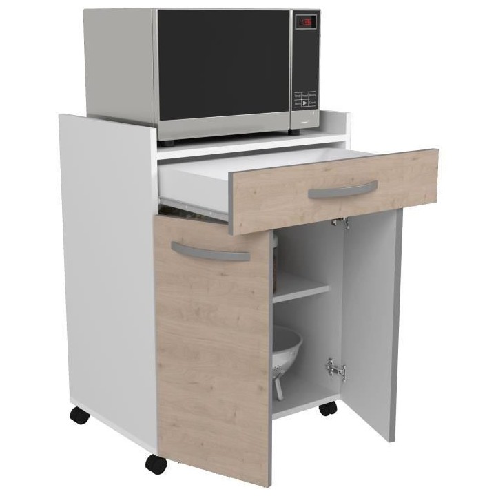 OSLO Desserte de 60 cm - 1 Tiroir et 1 Porte - L 60 x P 44 x H 81 cm -