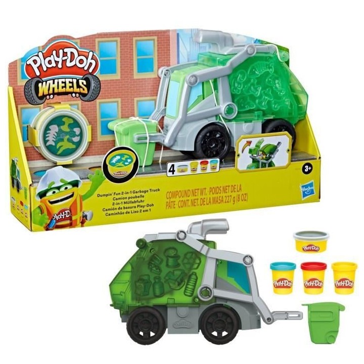 Camion poubelle, avec pâte a imitation ordures et 3 pots de pâte a