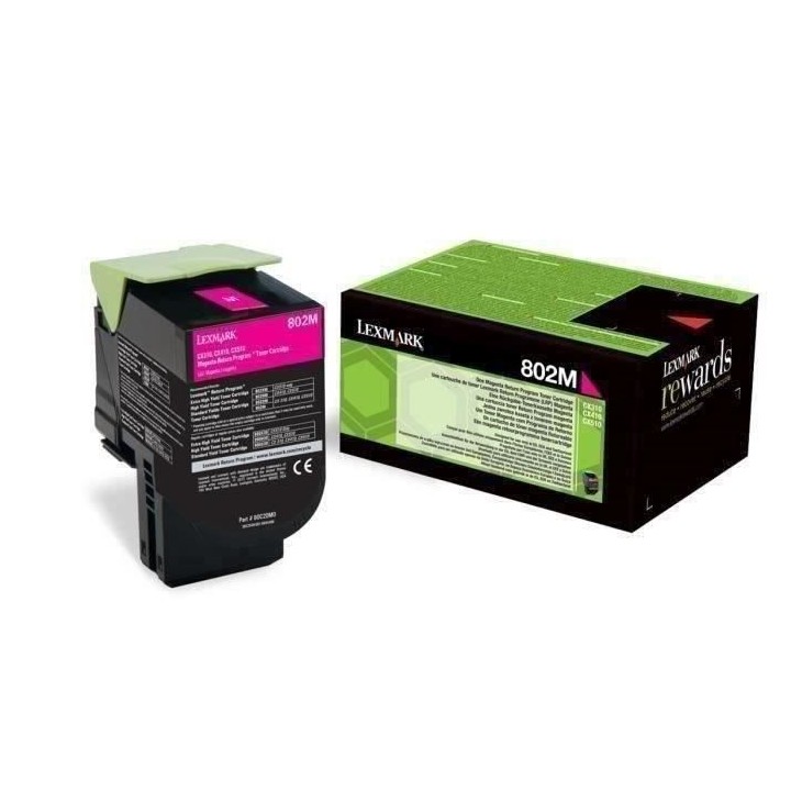 Cartouche de toner MAGENTA Lexmark Toner 802M - 80C20M0 - 1?000 pages