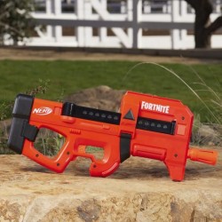 Nerf Fortnite Compact SMG, Blaster a fléchettes motorisé, revetement Ultra Red, chargeur interne 8 fléchettes, inclut 8 fléc