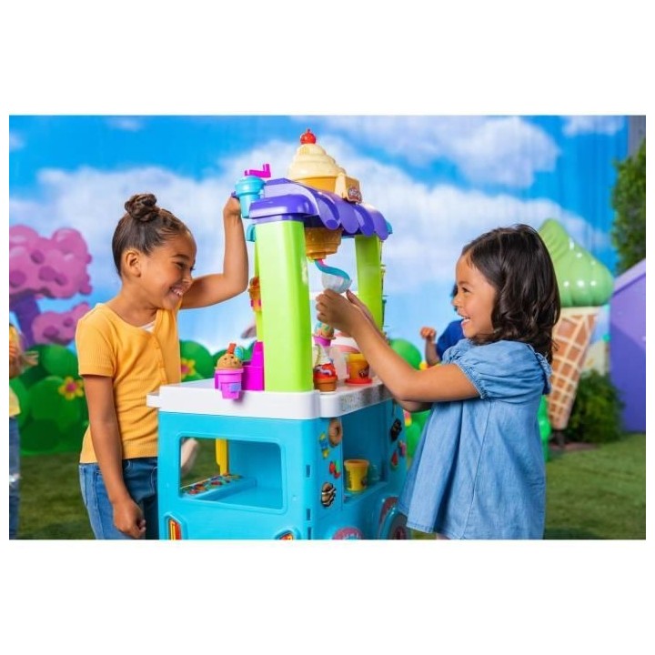 Play-Doh, Camion de glace géant, inclut 27 accessoires, 12 pots de