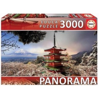 Puzzle panoramique EDUCA 3000 pieces - Mont Fuji et Pagode - Paysage e