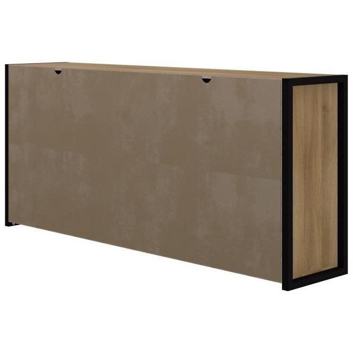 Buffet Mélaminé chene et noir - style industriel - L 180x40 x 84 cm