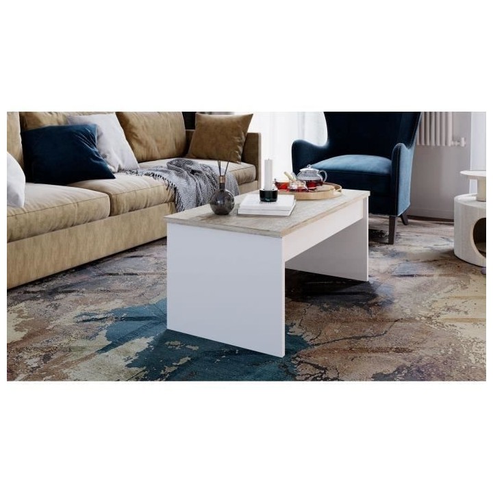 Table Basse Classique Blanche - L 100 p 50 x H 44 cm