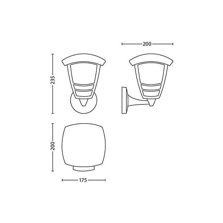 Applique d'extérieur Montante Métal H20cm Noir Philips - Creek - A i