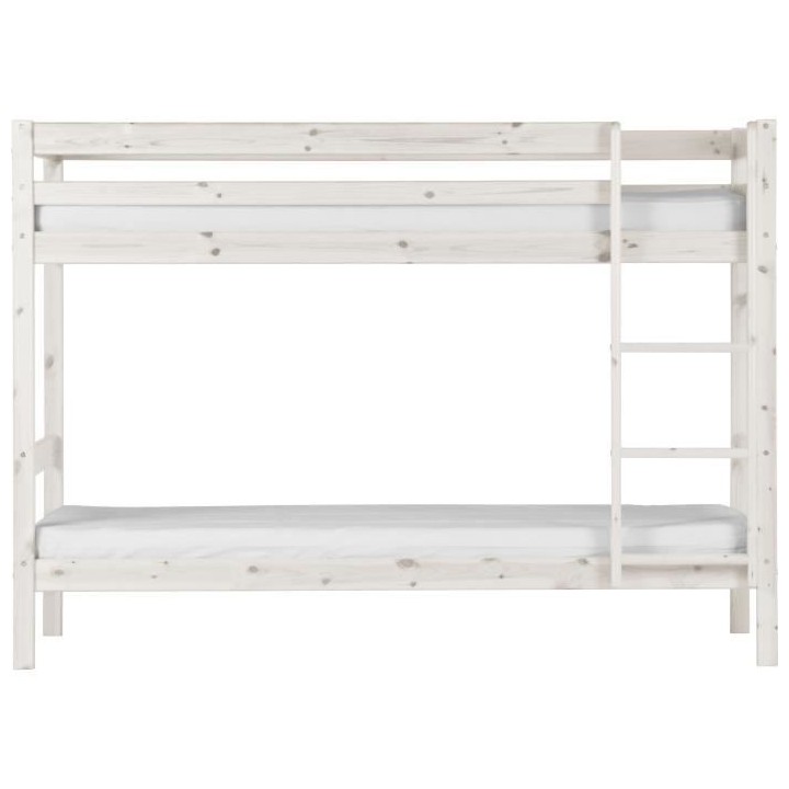 Lits superposés enfant - 2 x 90 x 200 cm - Pin massif blanchi - Sommi