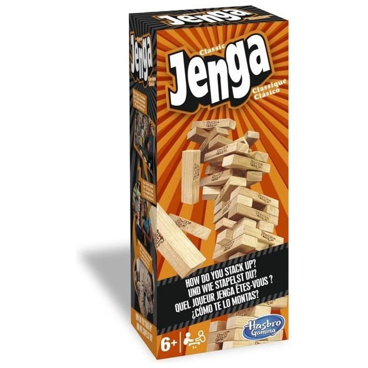 JENGA - Classique - Jeu avec blocs en bois massif véritable - tour Je