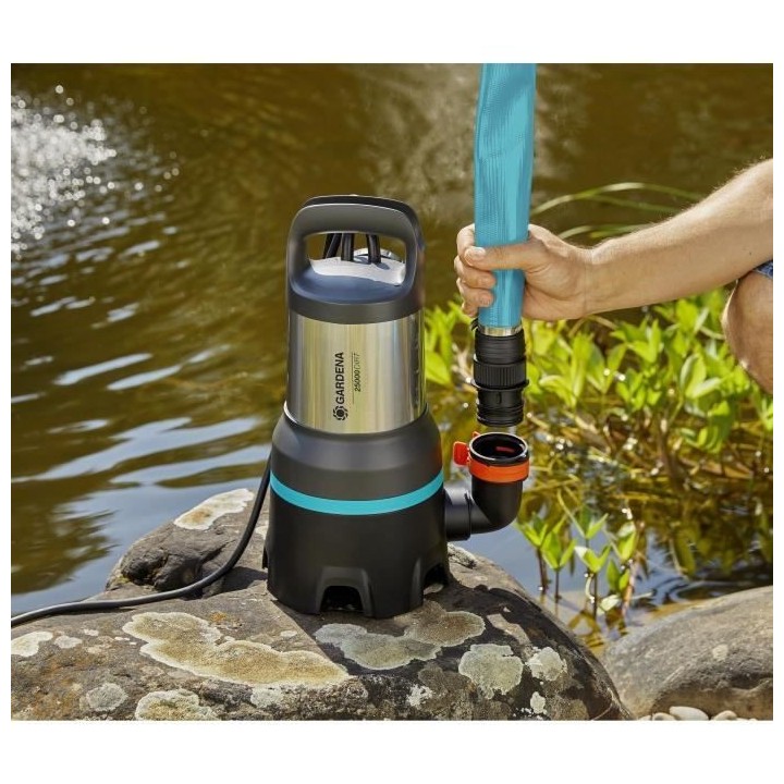 Pompe d'évacuation eau chargée 25000 GARDENA 1100W – Débit max 25