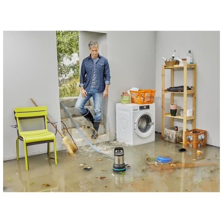 Pompe d'évacuation eau chargée 25000 GARDENA 1100W – Débit max 25