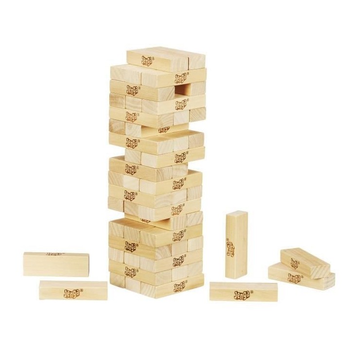 JENGA - Classique - Jeu avec blocs en bois massif véritable - tour Je
