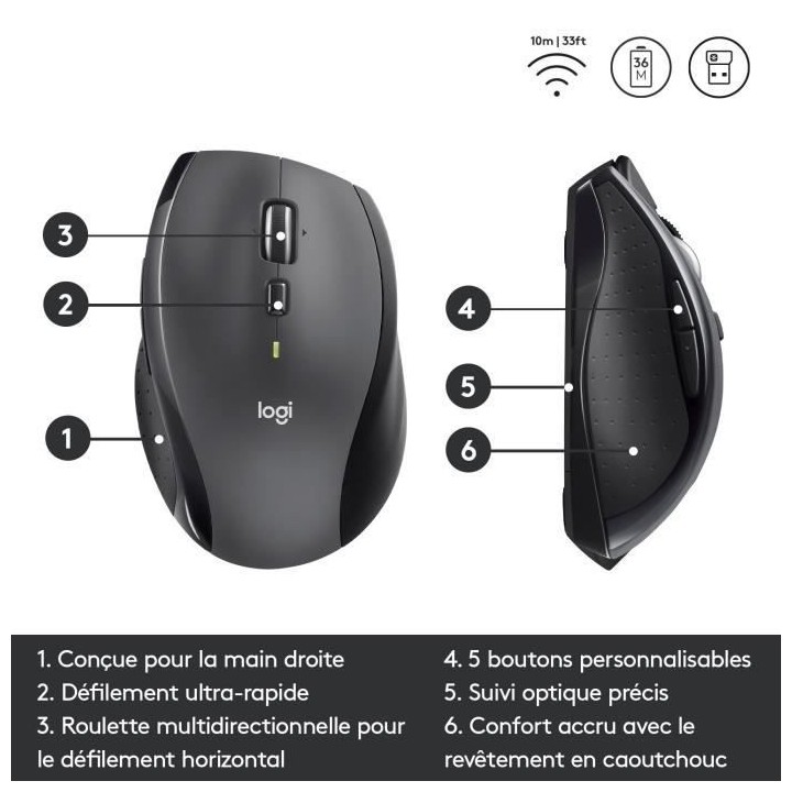 LOGITECH - Souris Optique Sans Fil M705 - Noir