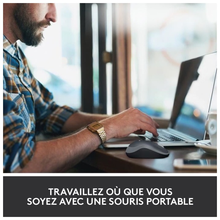 Souris sans fil - LOGITECH - M185 - Optique - Gris