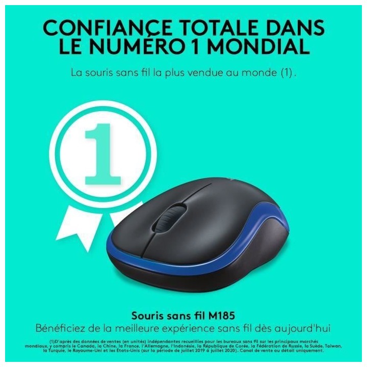 LOGITECH - souris sans fil optique - M185 Bleu