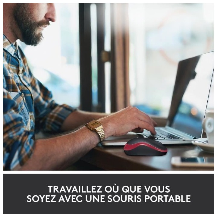 Souris sans fil - LOGITECH - M185 - Optique - Rouge