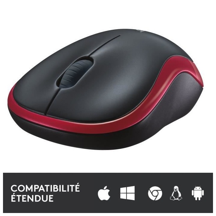 Souris sans fil - LOGITECH - M185 - Optique - Rouge