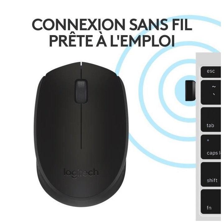LOGITECH - Souris Sans Fil Ambidextre M171 - Noir